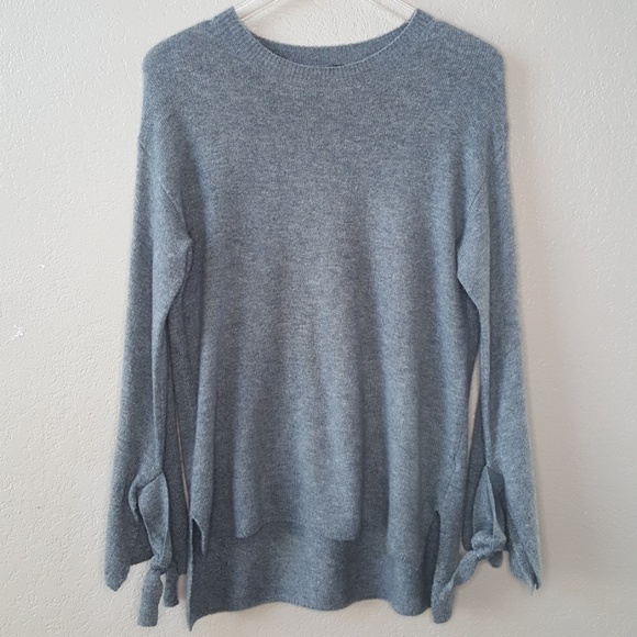 Halogen Gray Tie Bell Sleeve Hi-Lo Sweater XS - Picture 2 of 8